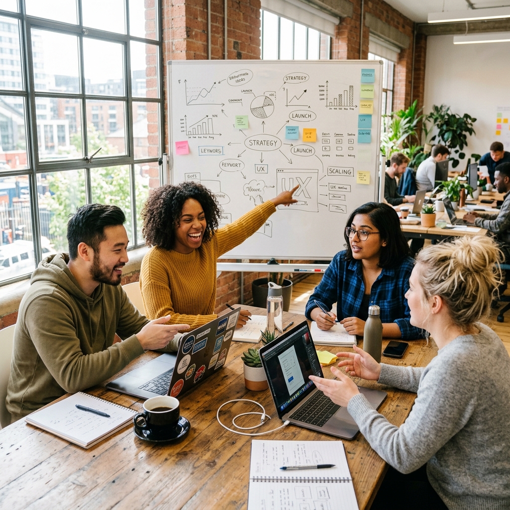 Young entrepreneurs collaborating
